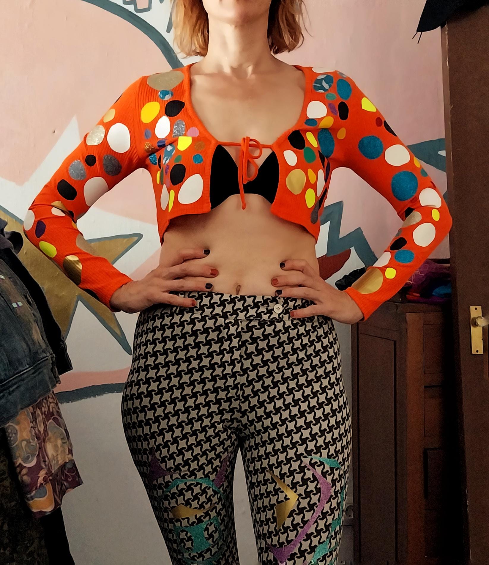 Orange Dotted Cardigan