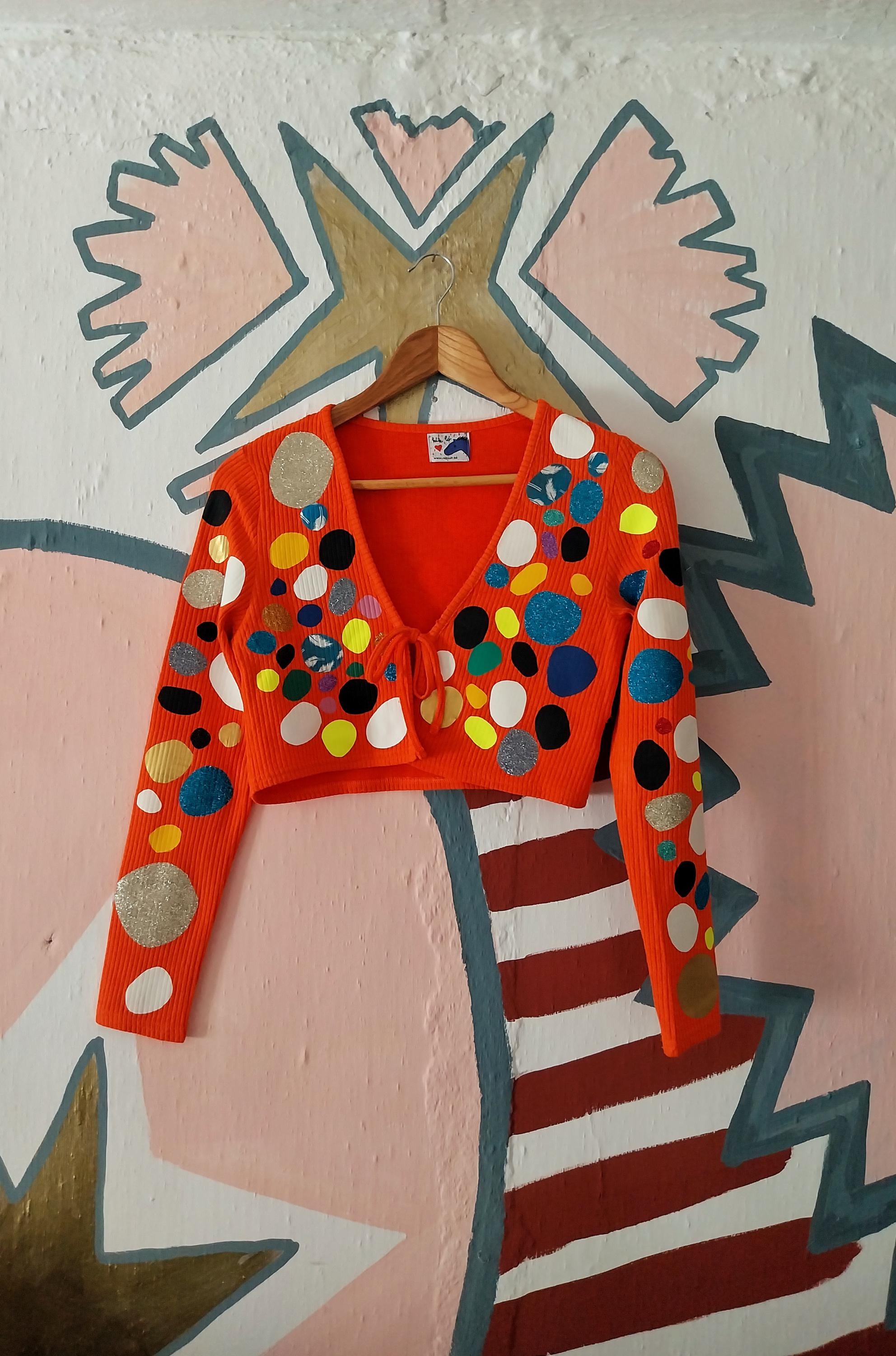 Orange Dotted Cardigan